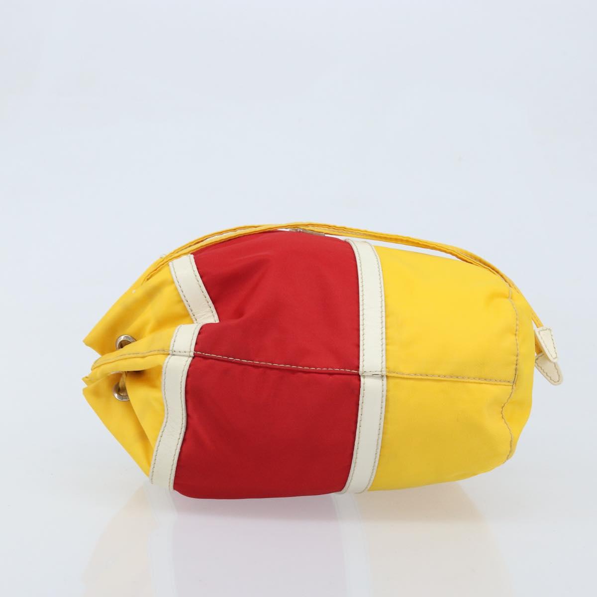 PRADA Pouch Nylon Yellow Silver Auth gh1970