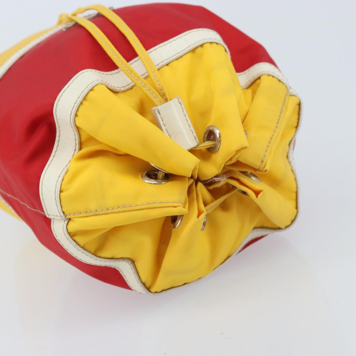 PRADA Pouch Nylon Yellow Silver Auth gh1970