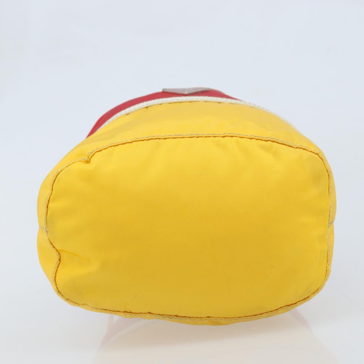 PRADA Pouch Nylon Yellow Silver Auth gh1970