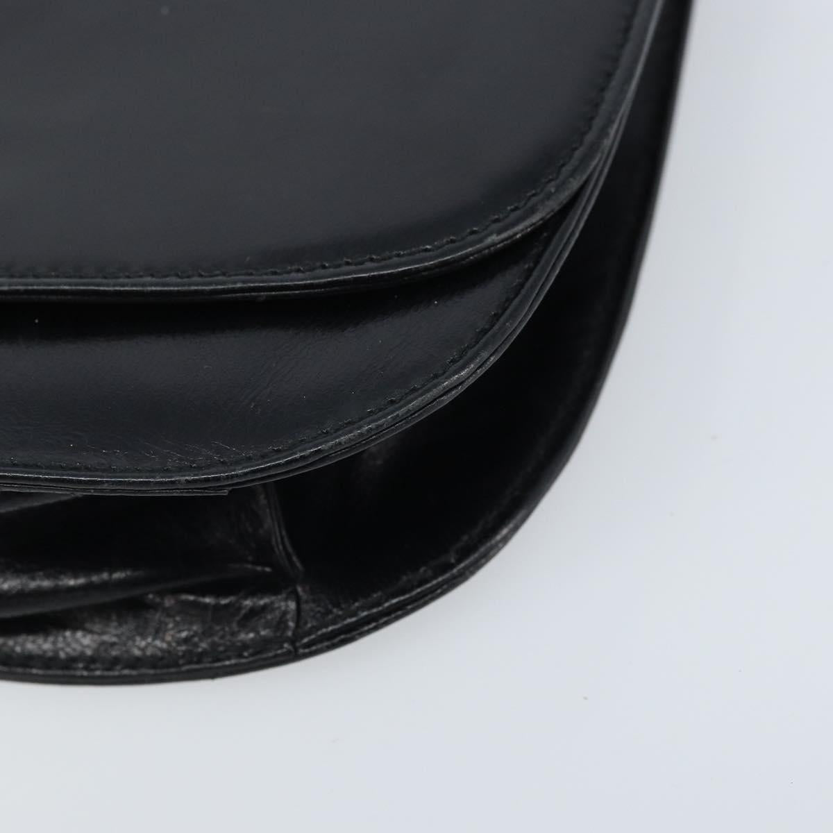 PRADA Chain Shoulder Bag Leather Black Silver Auth gh1971