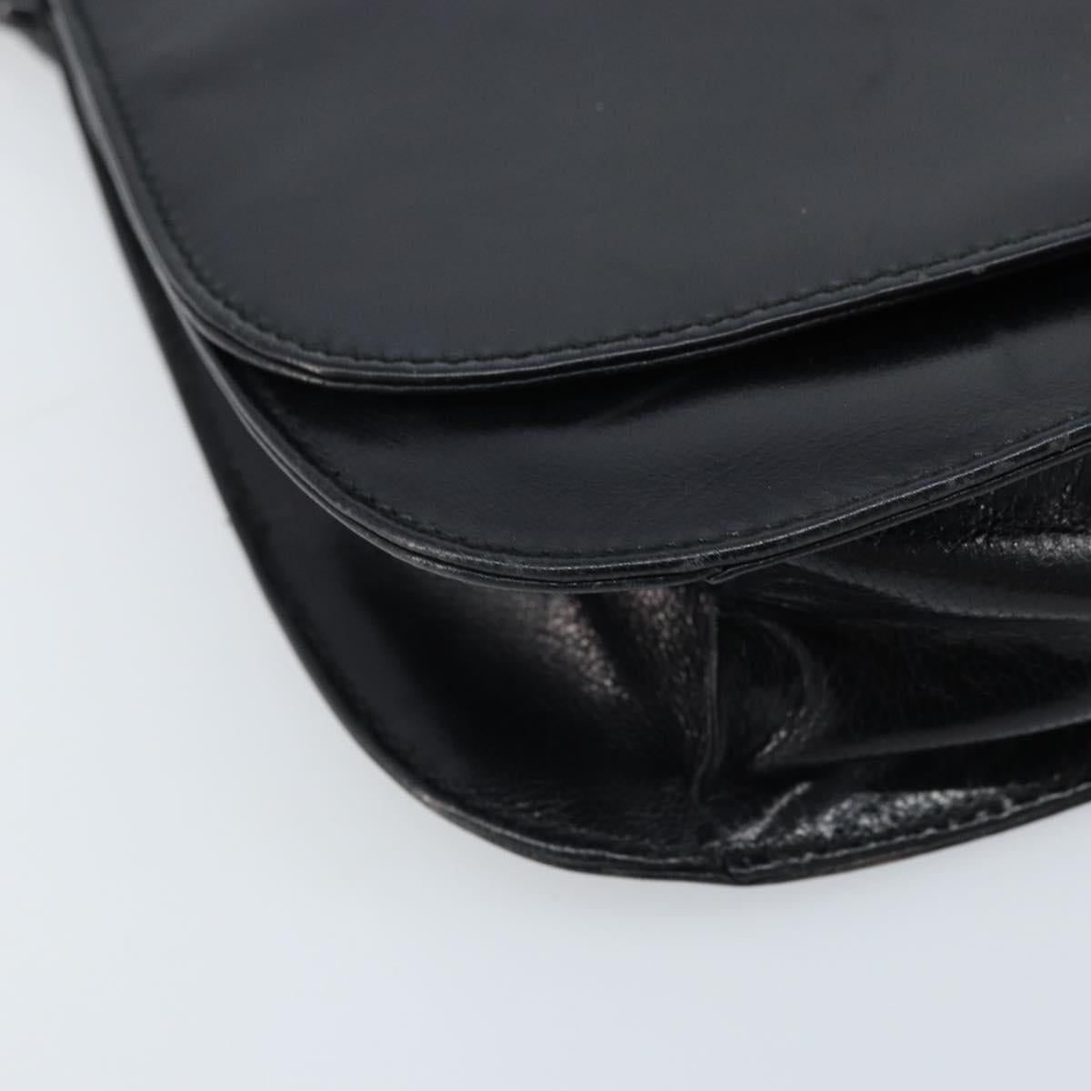 PRADA Chain Shoulder Bag Leather Black Silver Auth gh1971