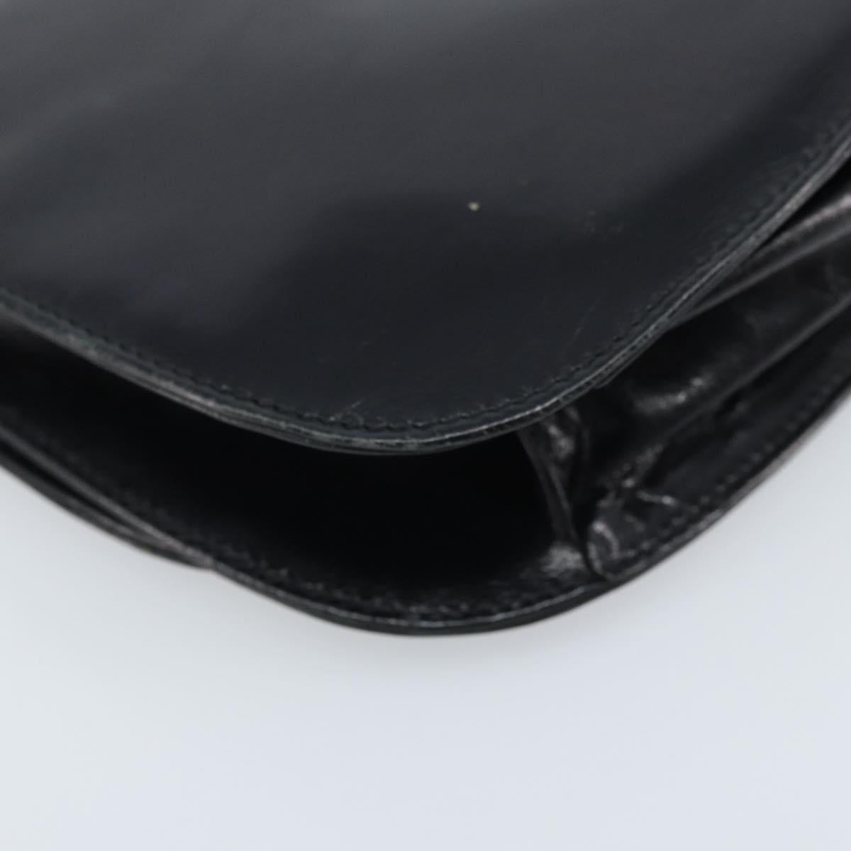 PRADA Chain Shoulder Bag Leather Black Silver Auth gh1971