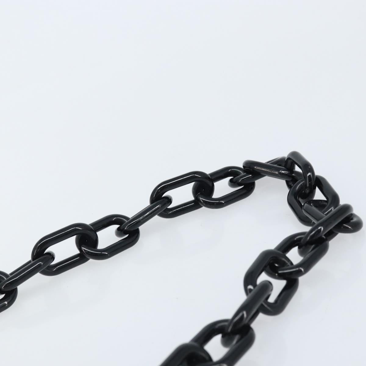 PRADA Chain Shoulder Bag Leather Black Silver Auth gh1971