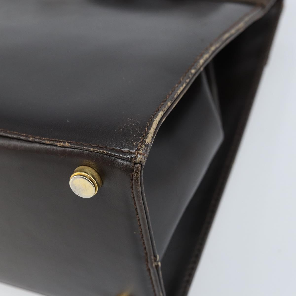 Salvatore Ferragamo Vala Hand Bag Leather Brown Gold Auth gh1974