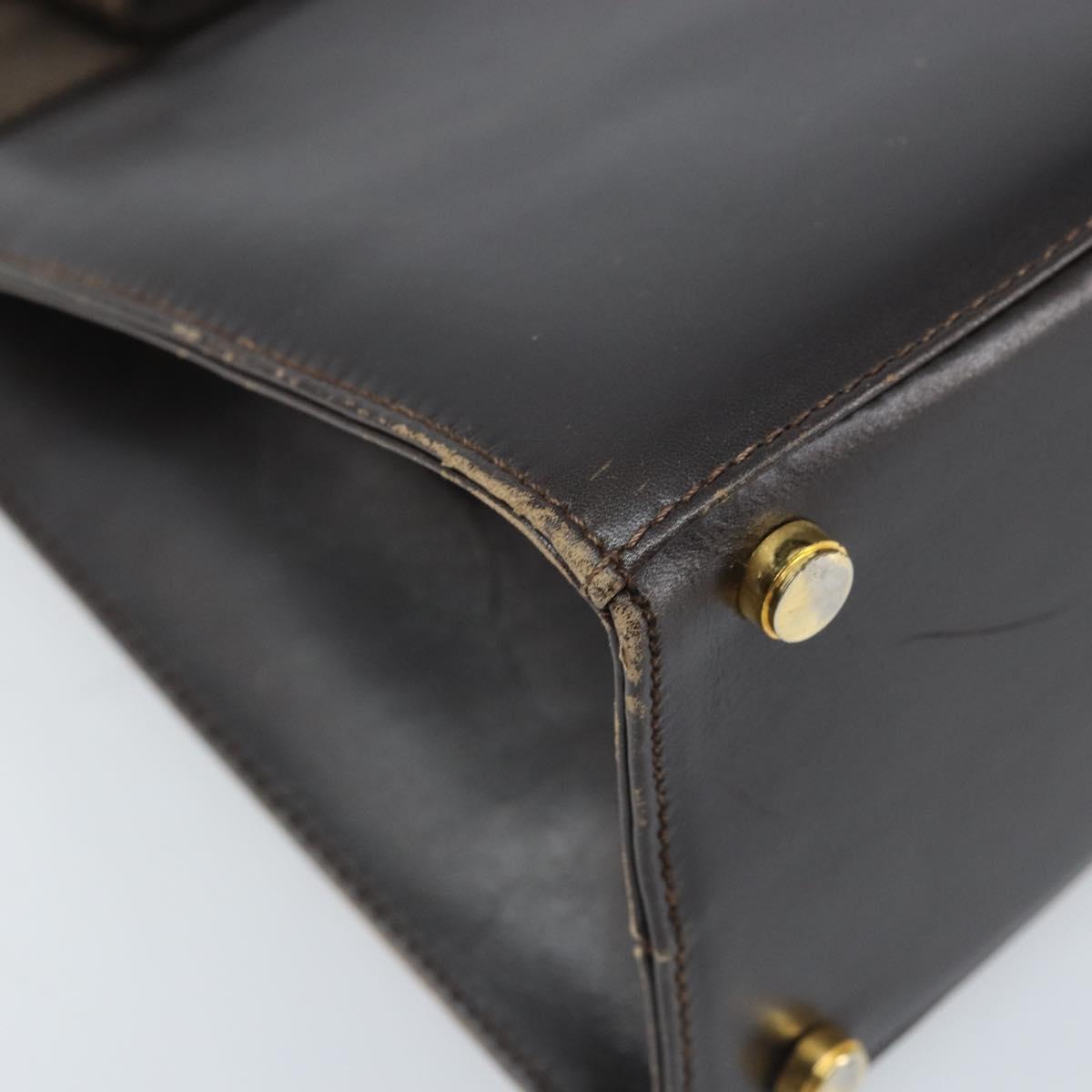 Salvatore Ferragamo Vala Hand Bag Leather Brown Gold Auth gh1974