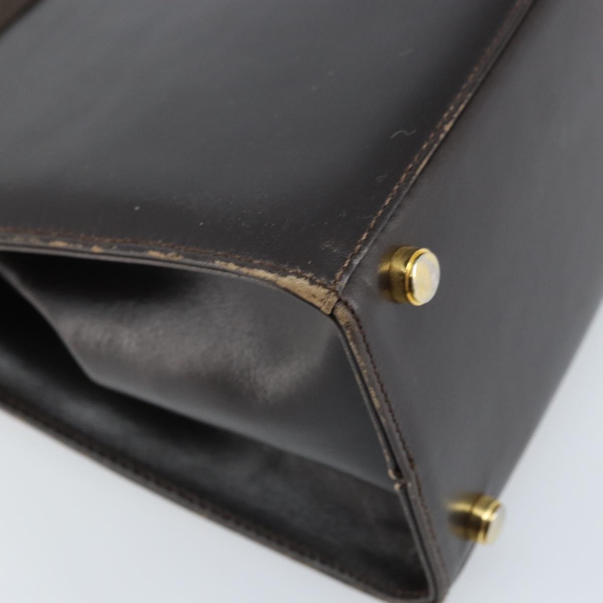 Salvatore Ferragamo Vala Hand Bag Leather Brown Gold Auth gh1974