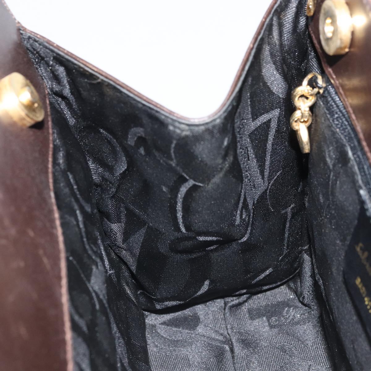 Salvatore Ferragamo Vala Hand Bag Leather Brown Gold Auth gh1974