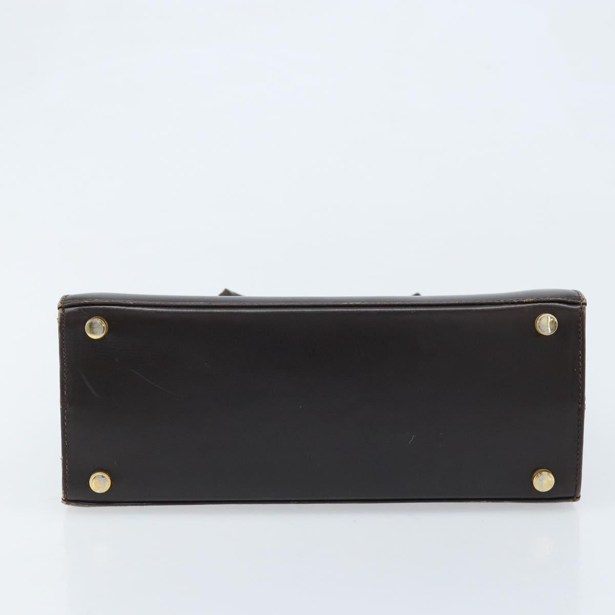 Salvatore Ferragamo Vala Hand Bag Leather Brown Gold Auth gh1974