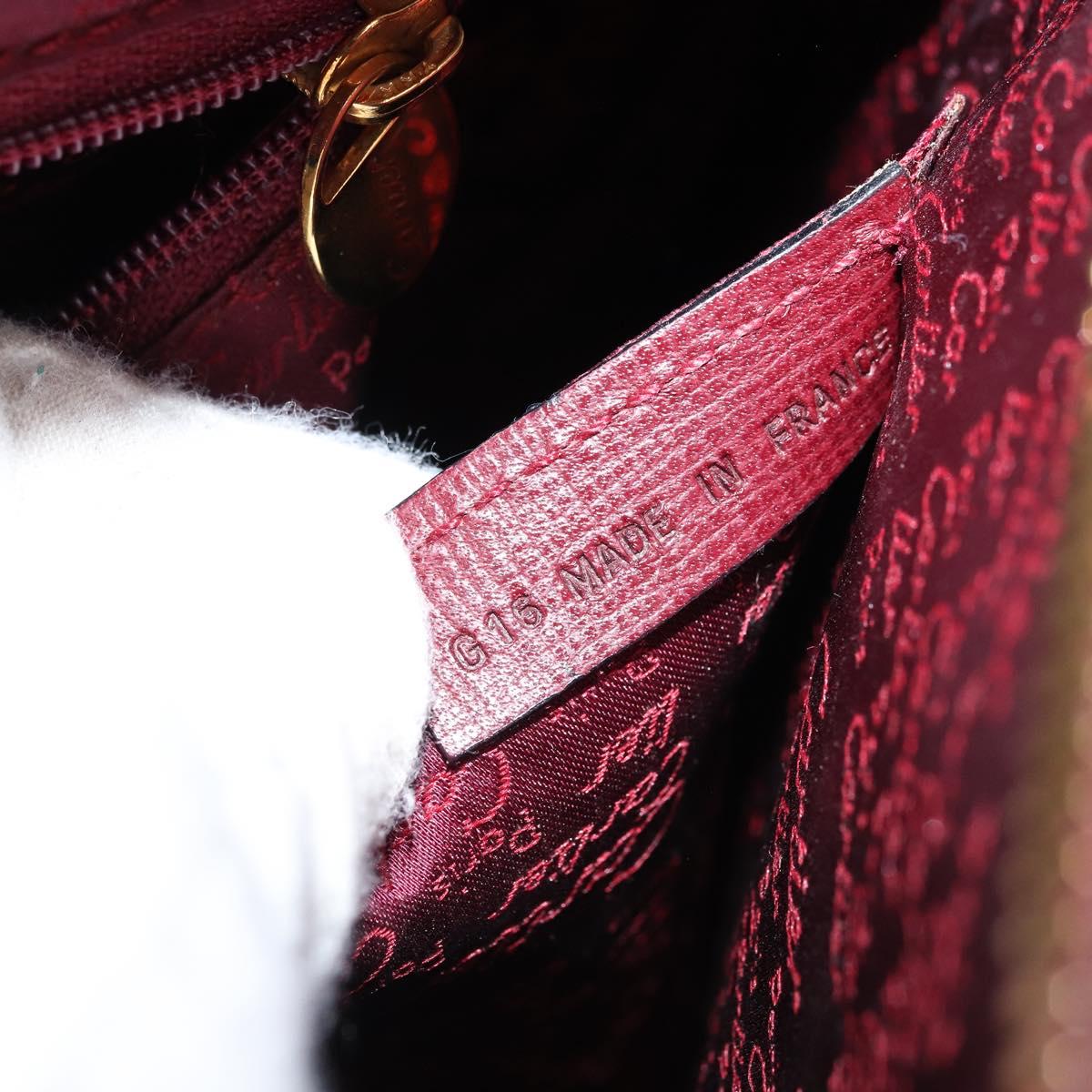 CARTIER Hand Bag Leather Bordeaux Gold Auth gh1976