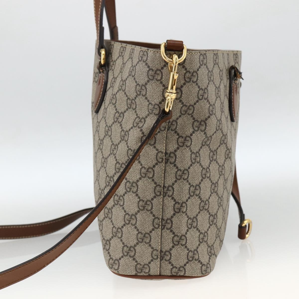 GUCCI GG Supreme Tote Bag PVC 2way Beige Gold 473887 Auth gh1977