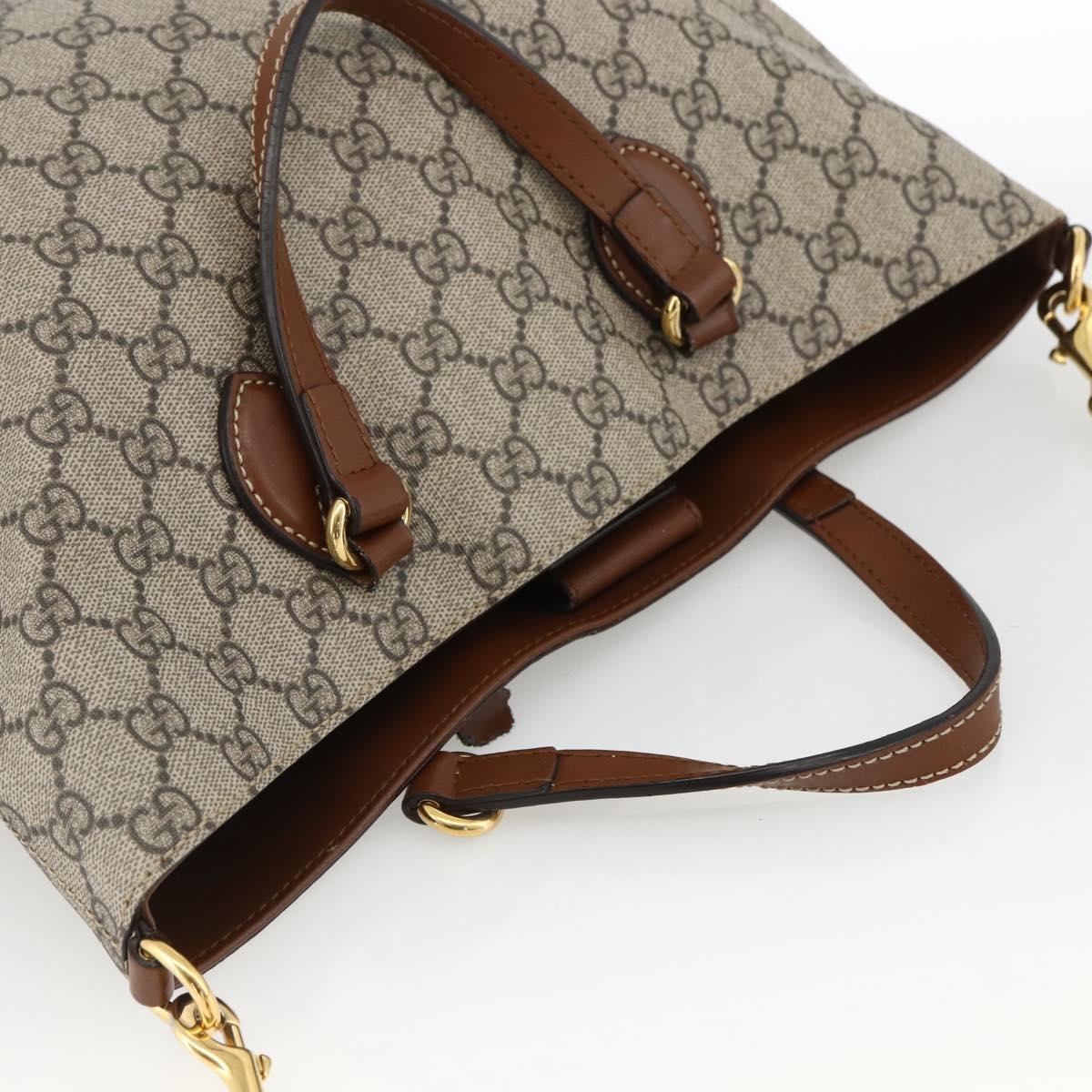 GUCCI GG Supreme Tote Bag PVC 2way Beige Gold 473887 Auth gh1977
