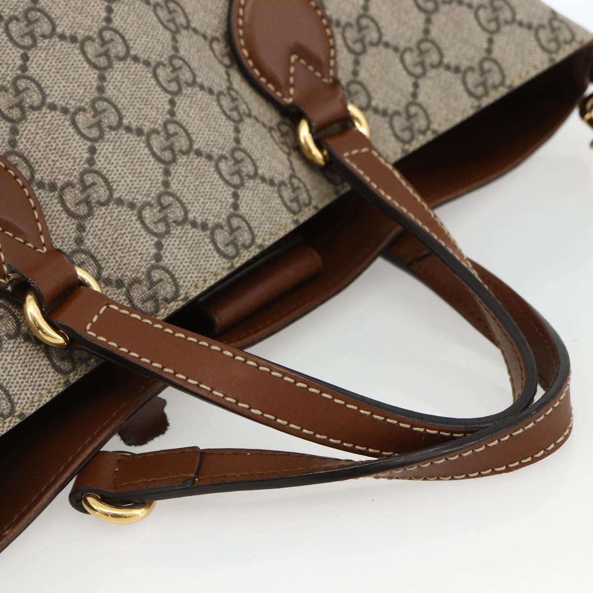 GUCCI GG Supreme Tote Bag PVC 2way Beige Gold 473887 Auth gh1977