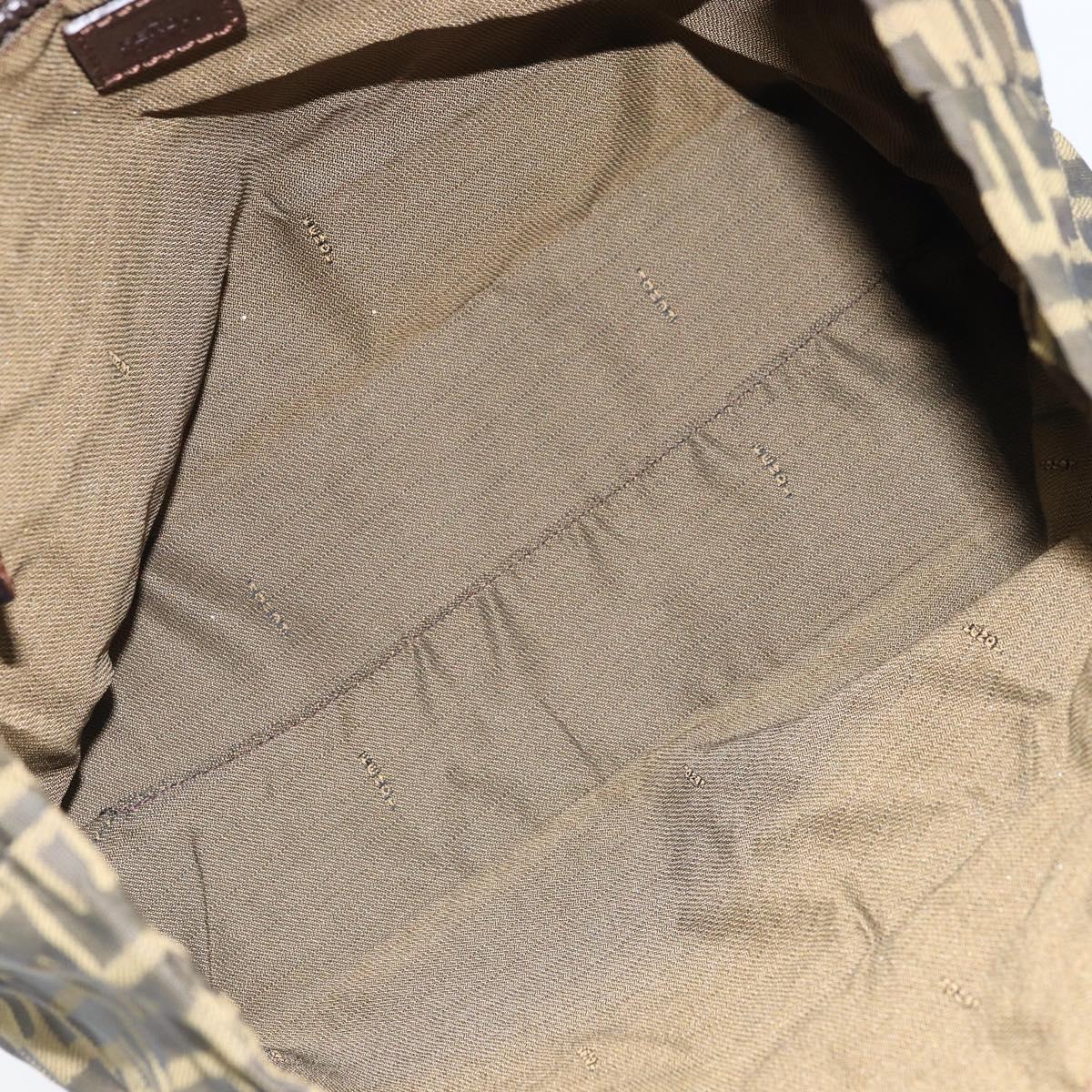 FENDI Zucca Canvas Tote Bag Brown Black Auth gh1980