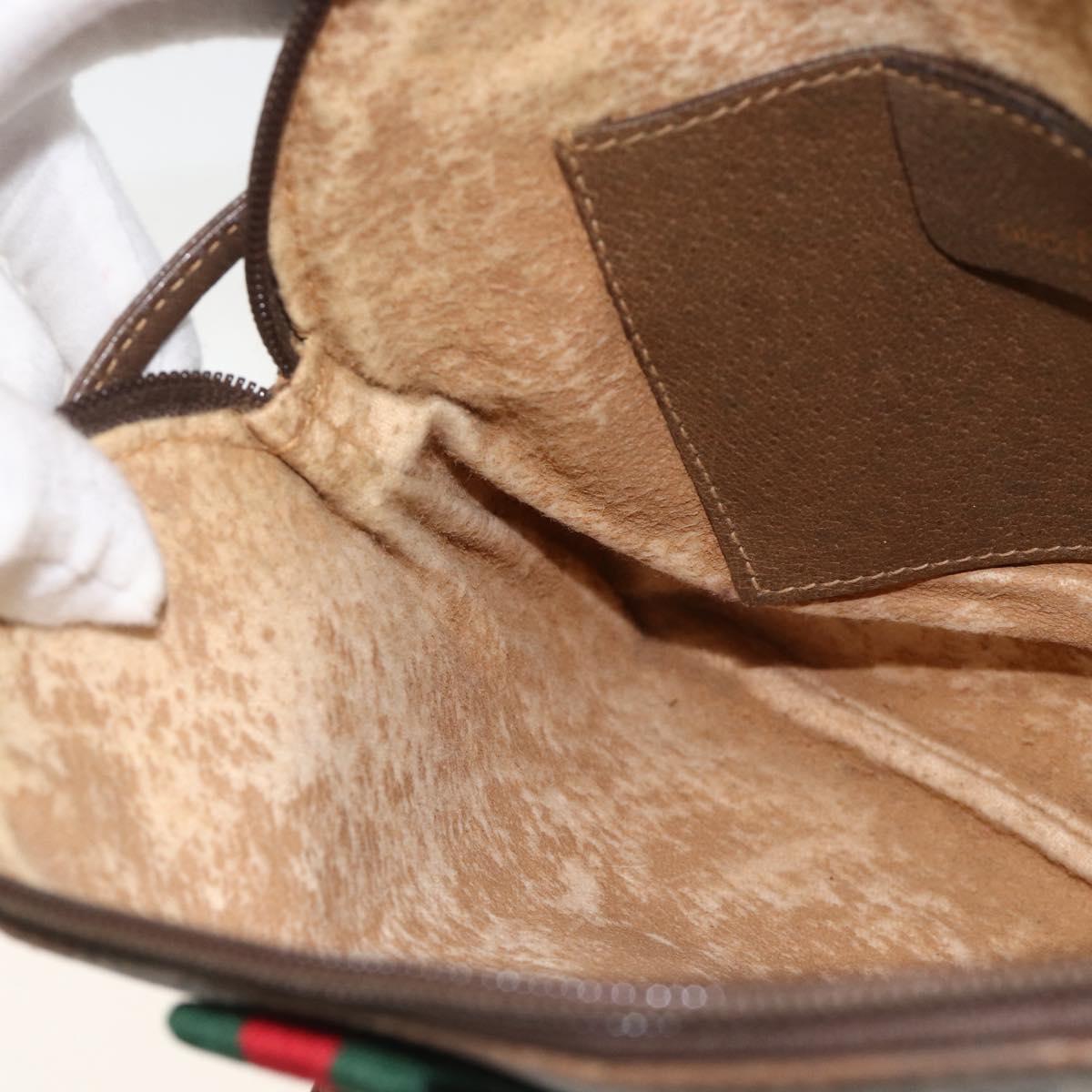 GUCCI GG Supreme Web Sherry Line Bag PVC Beige Gold 904 02 047 Auth gh1981