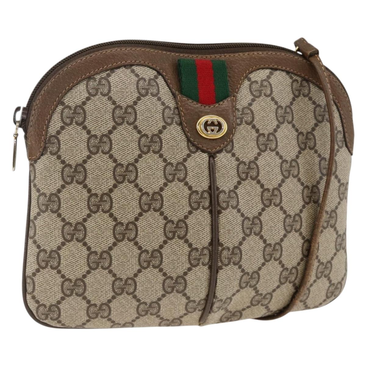 GUCCI GG Supreme Web Sherry Line Bag PVC Beige Gold 904 02 047 Auth gh1981
