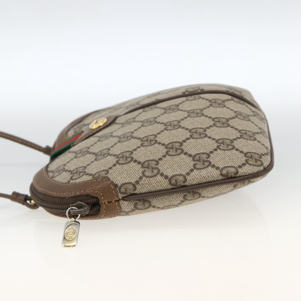 GUCCI GG Supreme Web Sherry Line Bag PVC Beige Gold 904 02 047 Auth gh1981