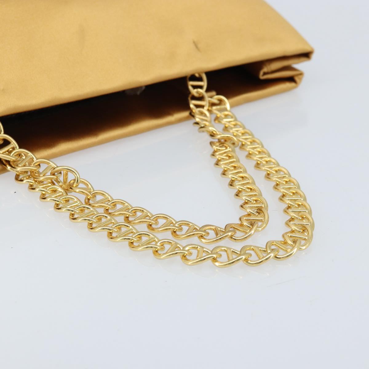 PRADA Chain Hand Bag Satin Gold Auth gh1982