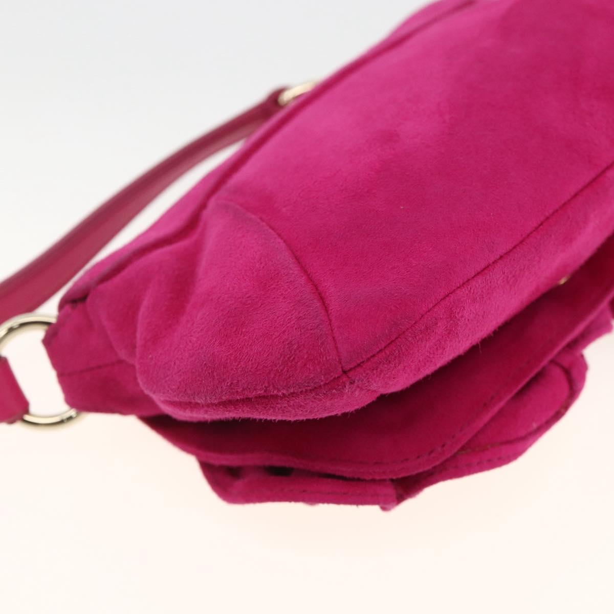 SAINT LAURENT Accessory Pouch Suede Pink Gold Auth gh1983
