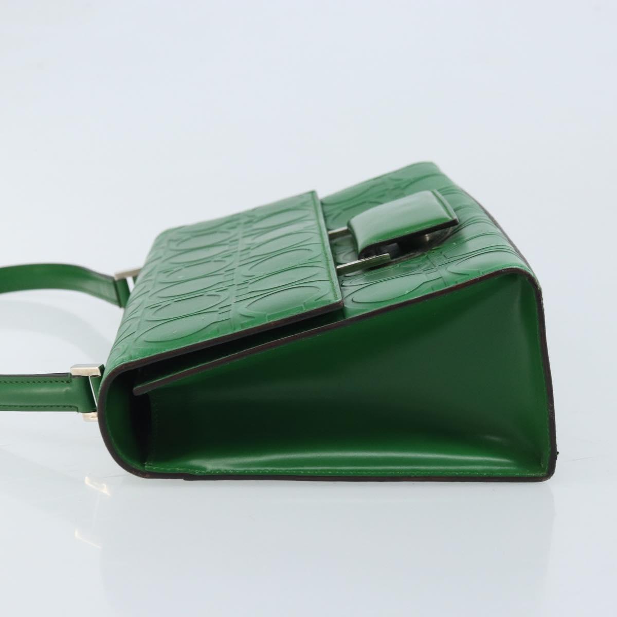 Salvatore Ferragamo Gancini Shoulder Bag Leather Green Silver Auth gh1988A