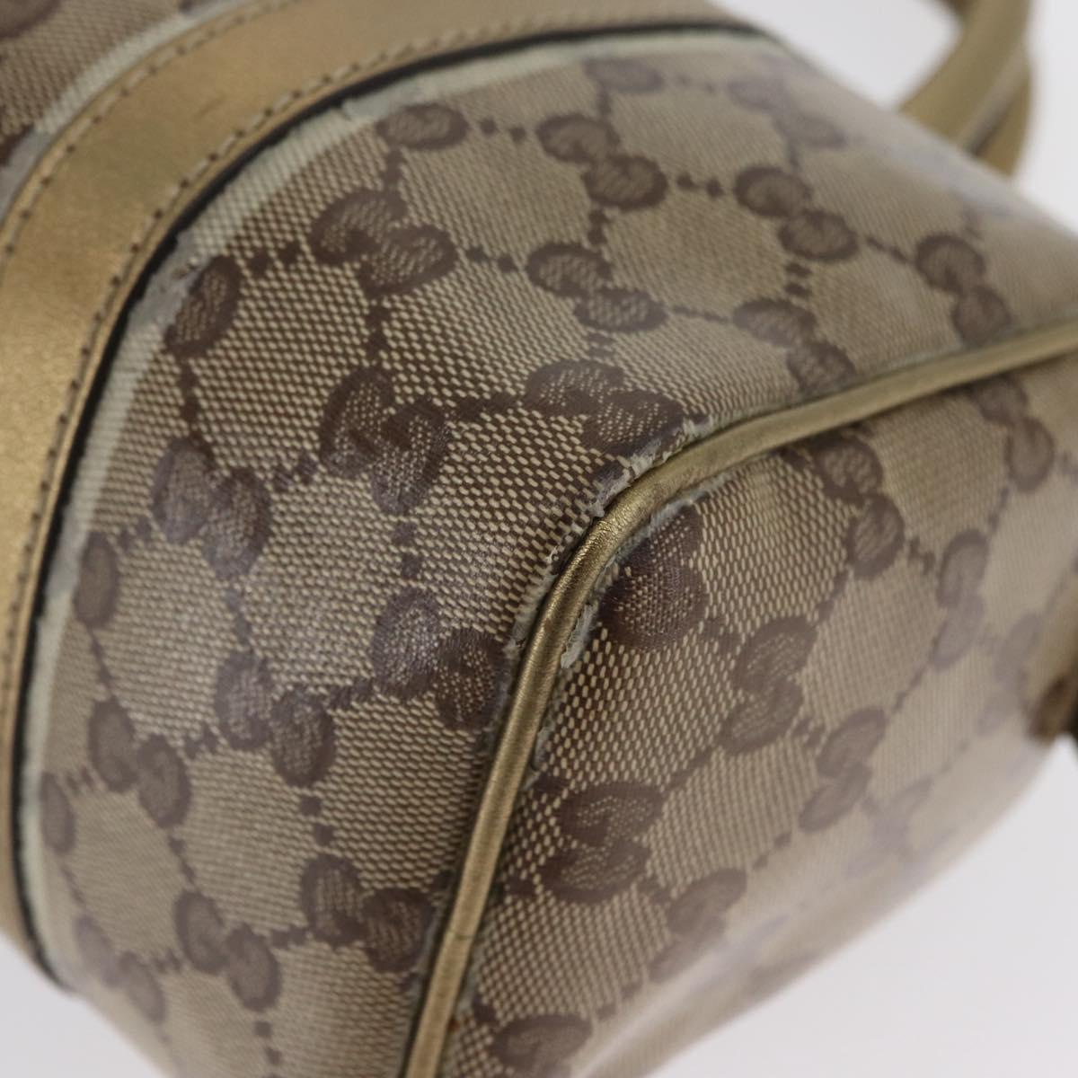 GUCCI GG Crystal Boston Bag Coated Canvas Beige Gold Auth gh1992
