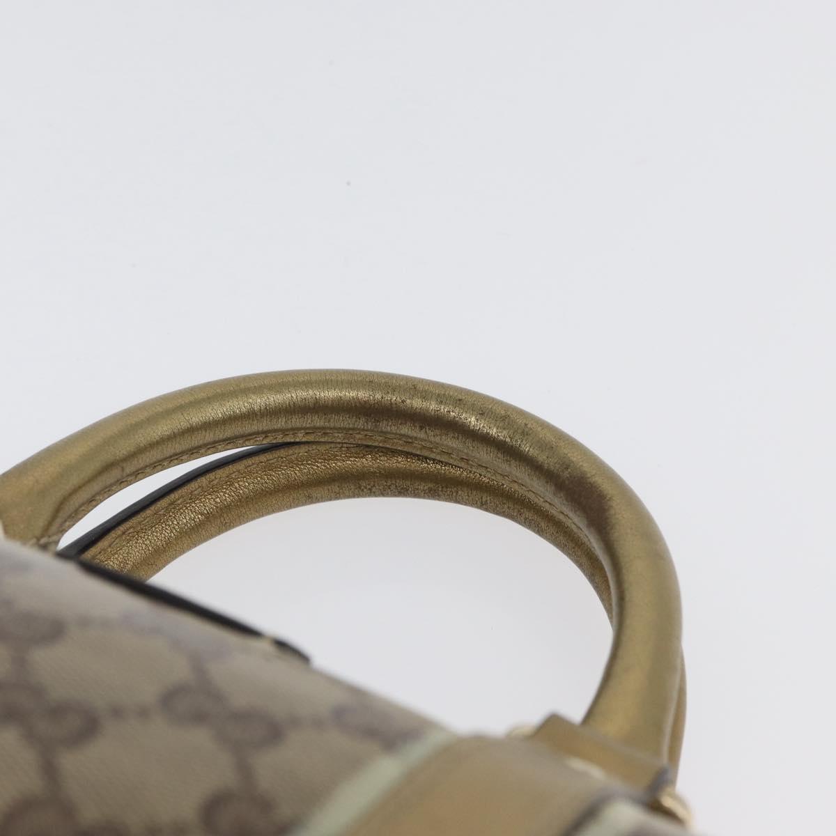 GUCCI GG Crystal Boston Bag Coated Canvas Beige Gold Auth gh1992