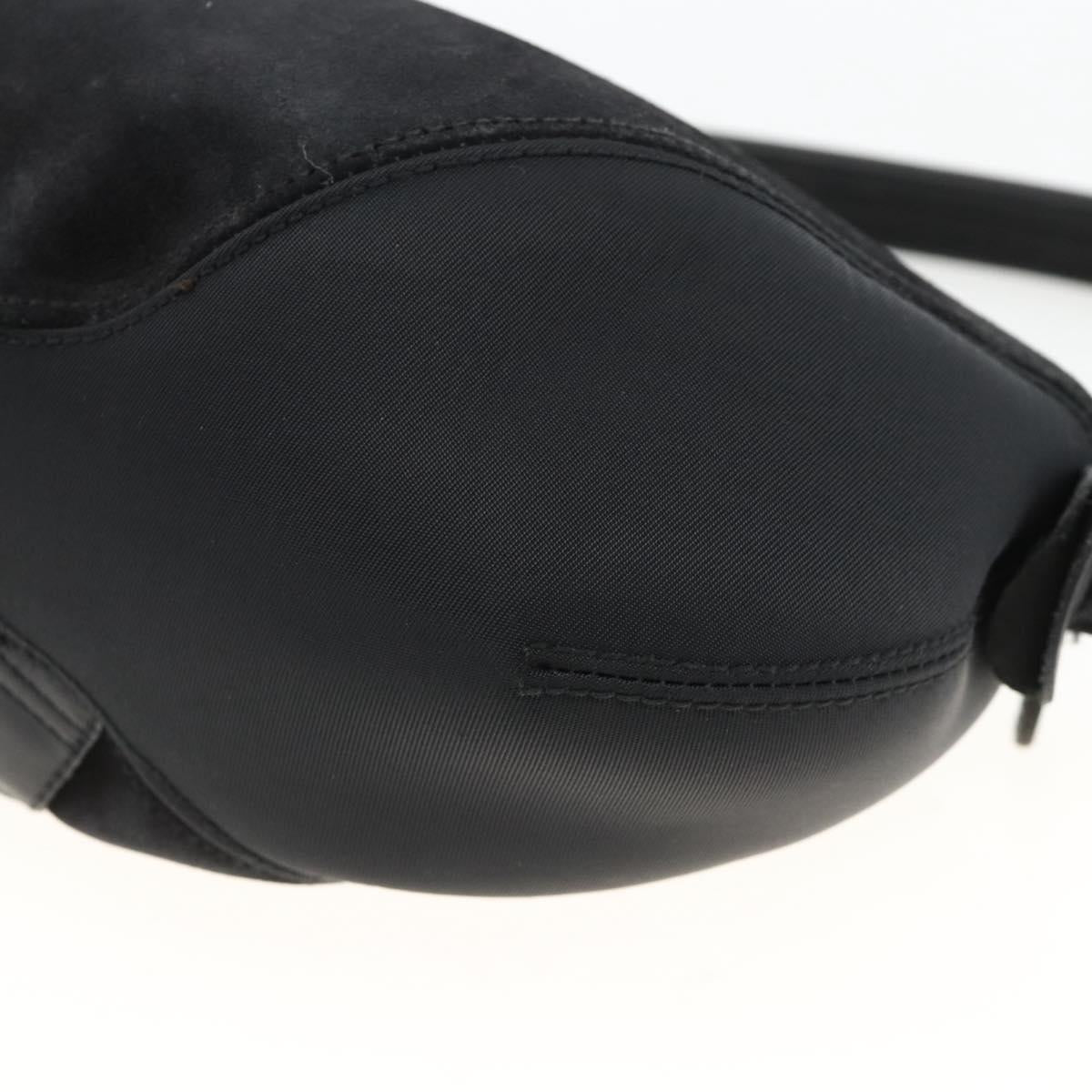 Salvatore Ferragamo Gancini Shoulder Bag Suede Black Silver Auth gh1993
