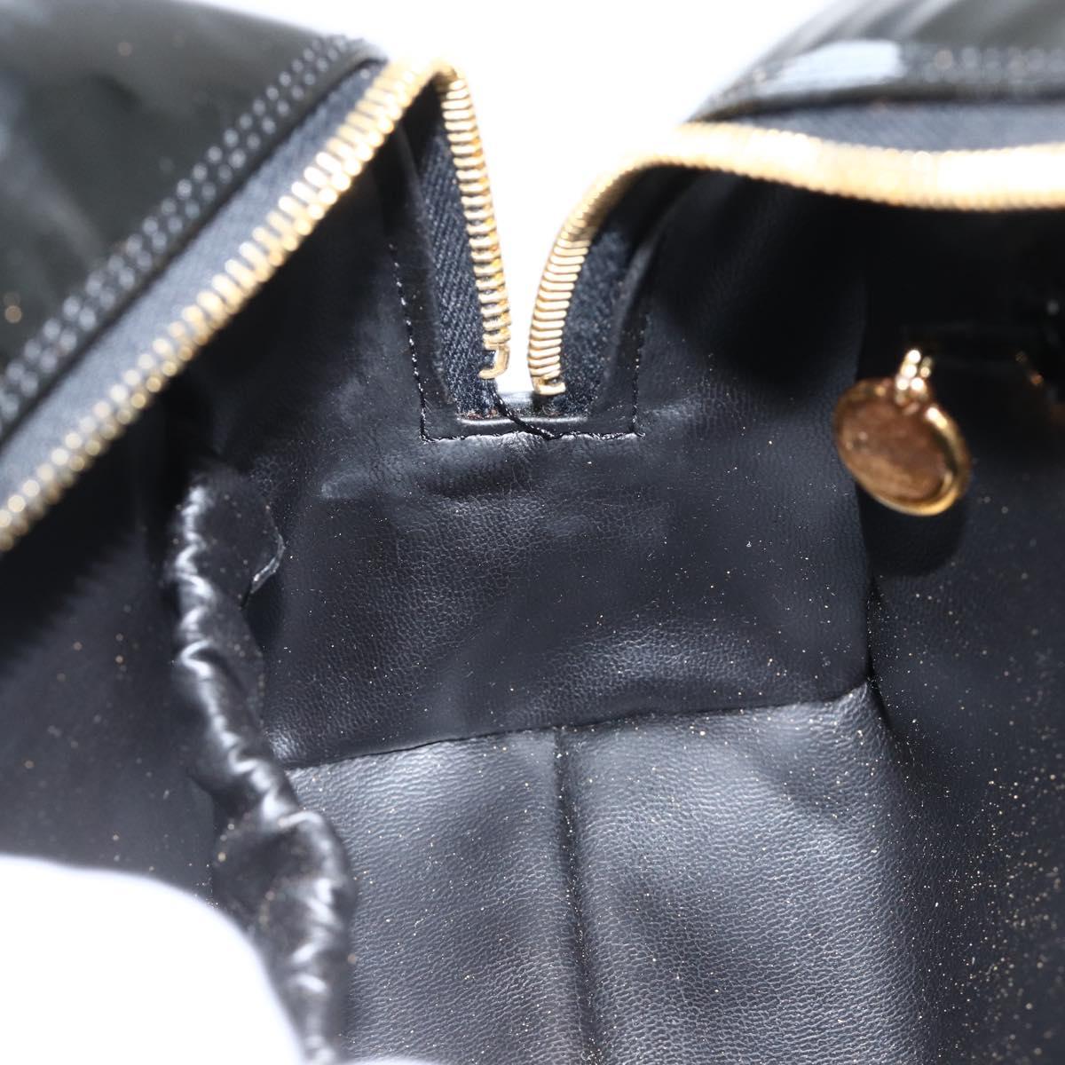 CHANEL COCO Mark Pouch Patent leather Black Gold CC Auth gh1998