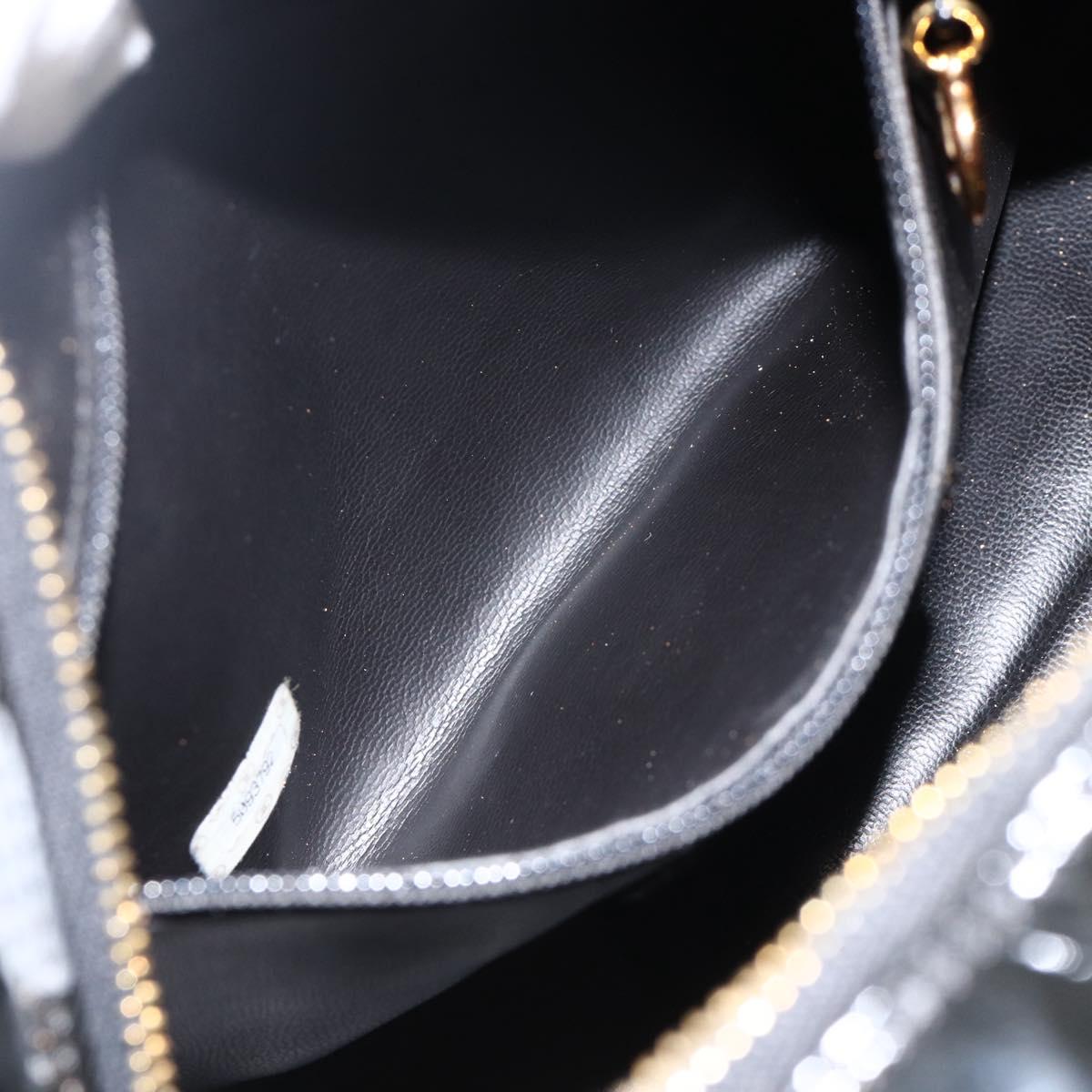 CHANEL COCO Mark Pouch Patent leather Black Gold CC Auth gh1998