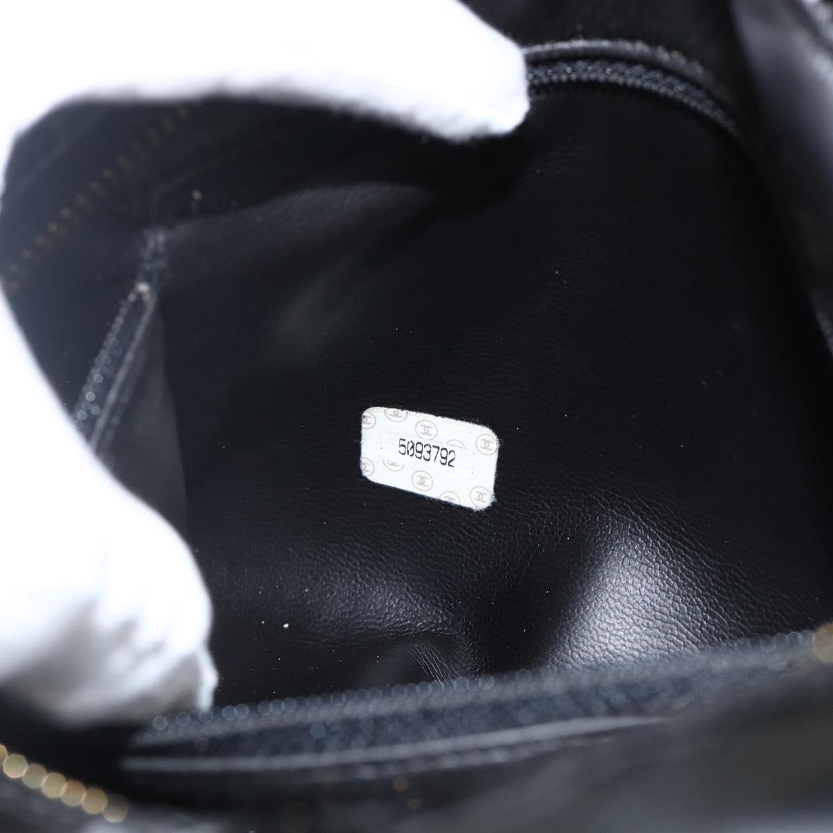 CHANEL COCO Mark Pouch Patent leather Black Gold CC Auth gh1998