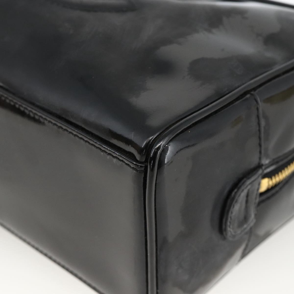 CHANEL COCO Mark Pouch Patent leather Black Gold CC Auth gh1998