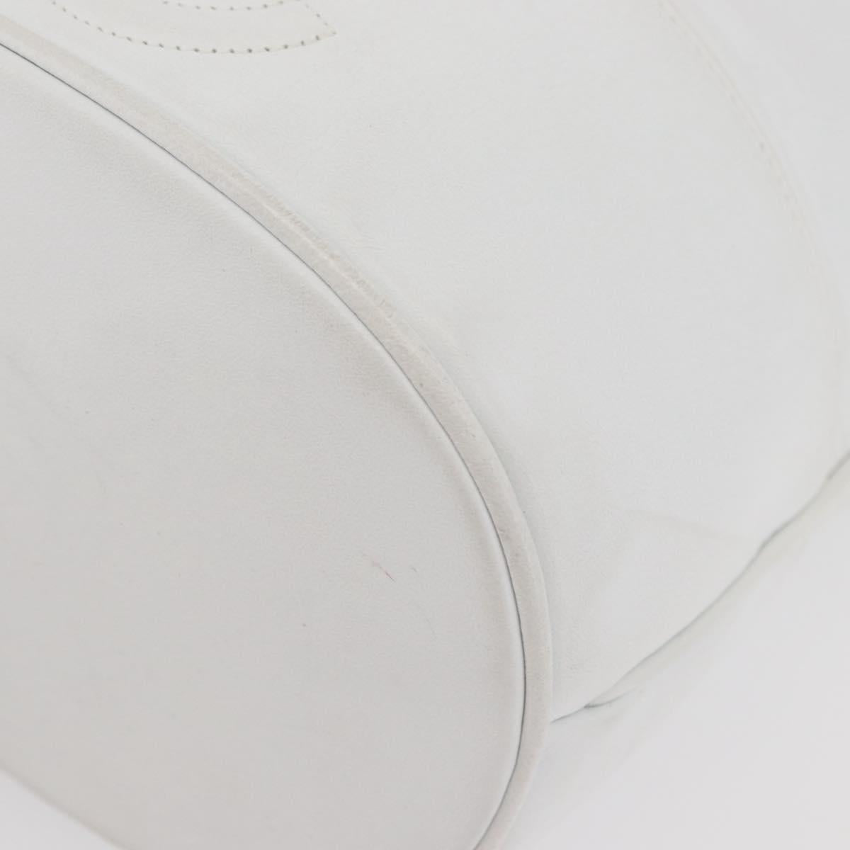 CHANEL COCO Mark Shoulder Bag Leather White Gold CC Auth gh2005A