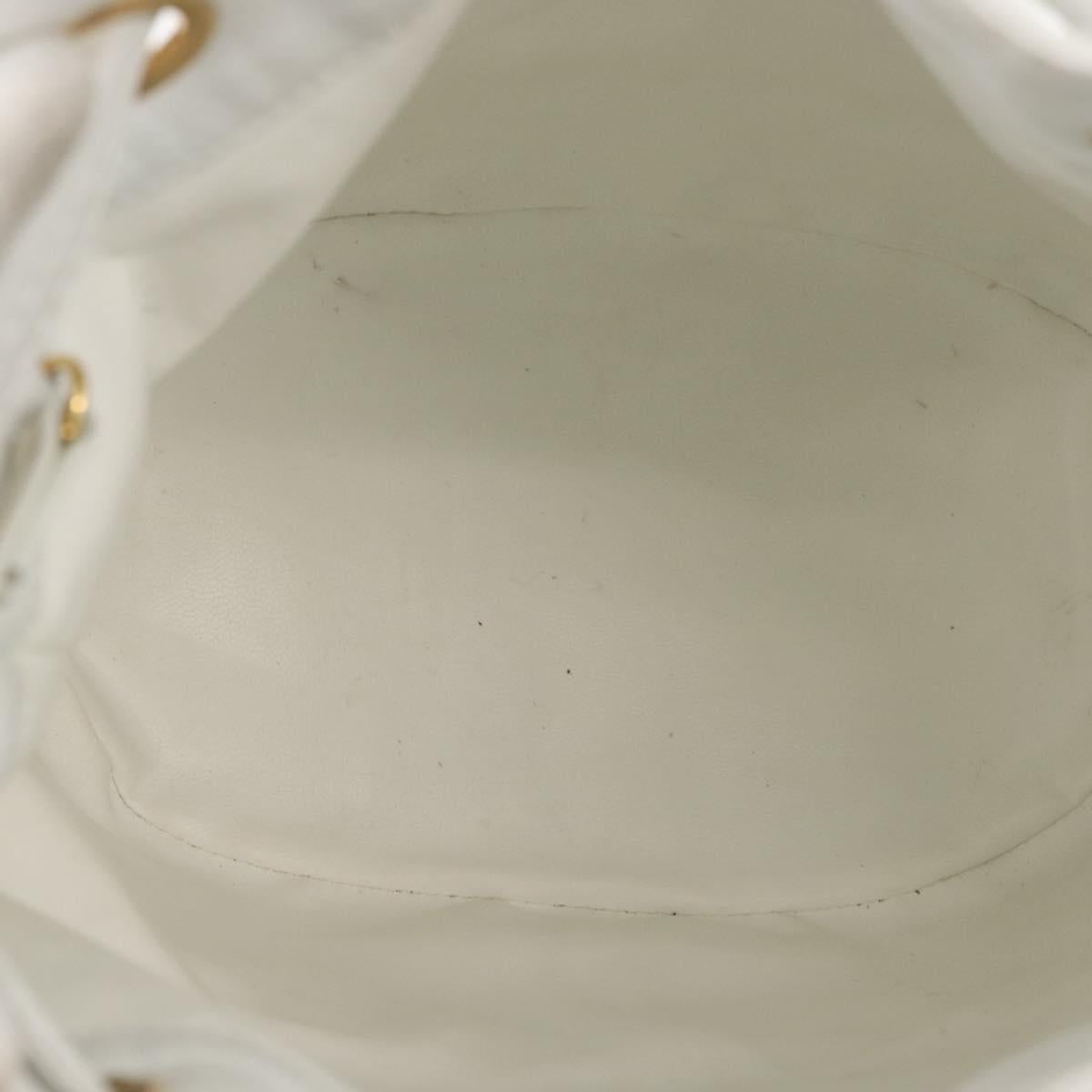 CHANEL COCO Mark Shoulder Bag Leather White Gold CC Auth gh2005A