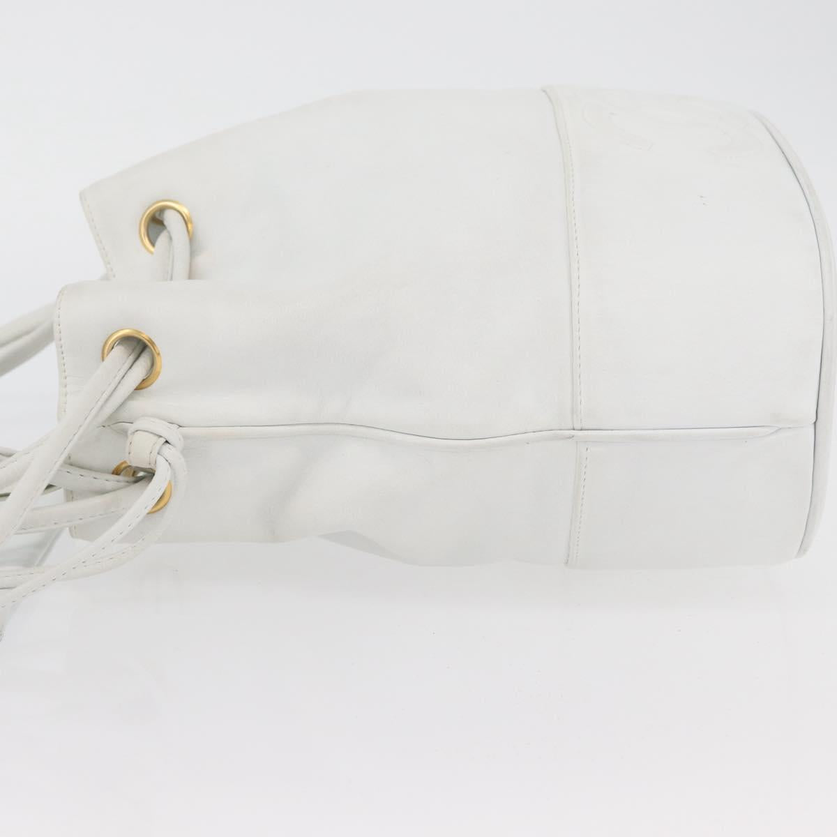 CHANEL COCO Mark Shoulder Bag Leather White Gold CC Auth gh2005A