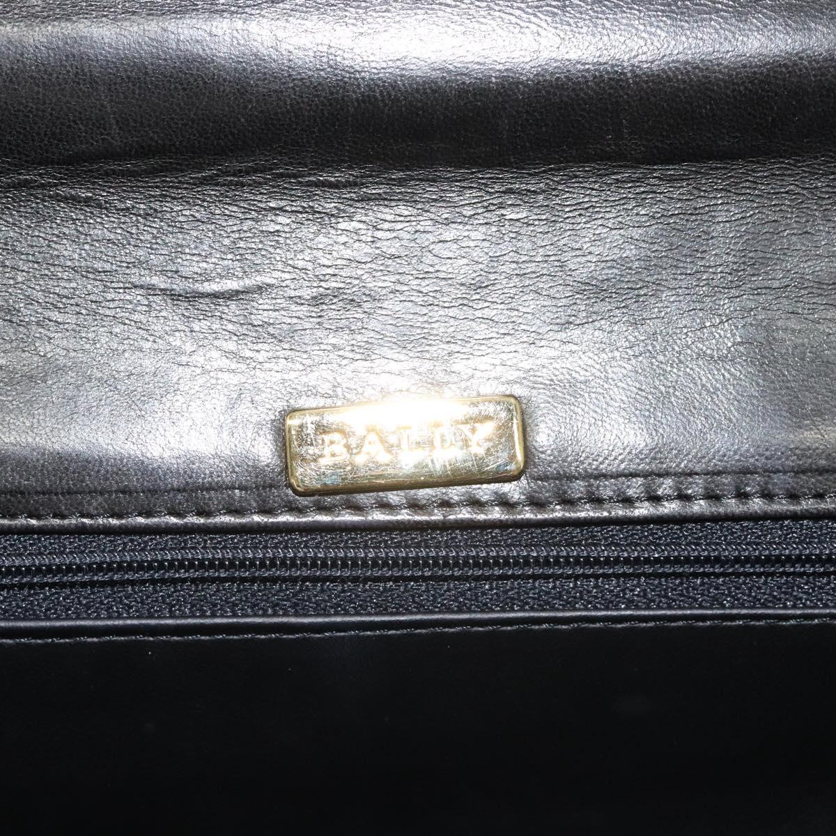 BALLY Hand Bag Leather Black Gold Auth gh201