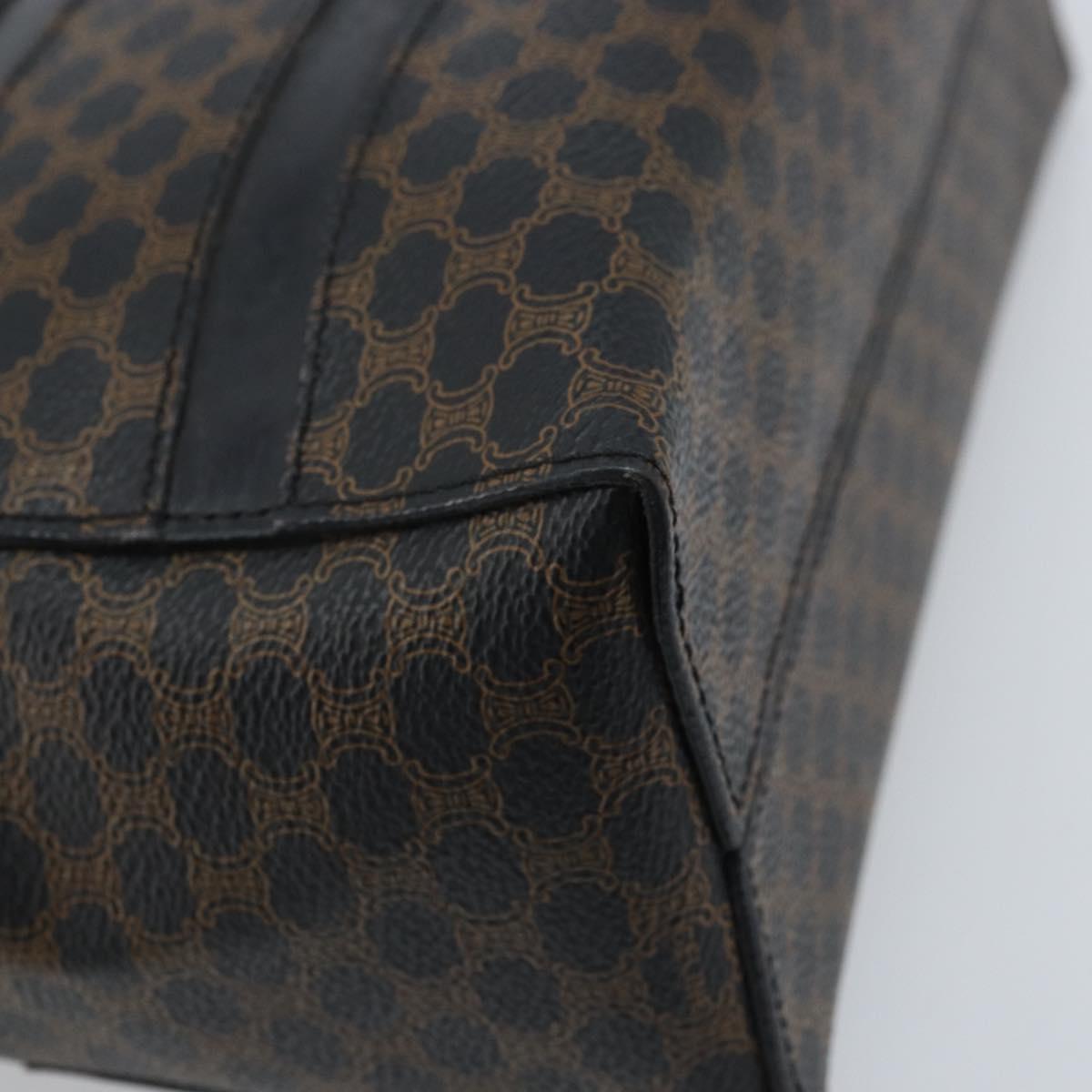 CELINE Macadam Canvas Hand Bag PVC Leather Black Gold Auth gh2022