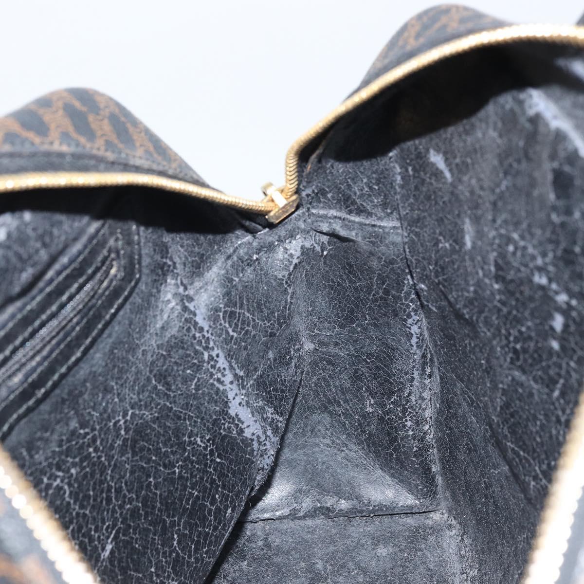 CELINE Macadam Canvas Hand Bag PVC Leather Black Gold Auth gh2022