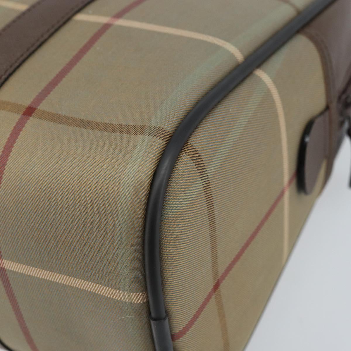 Burberrys Nova Check Hand Bag Canvas Brown Gold Auth gh2024