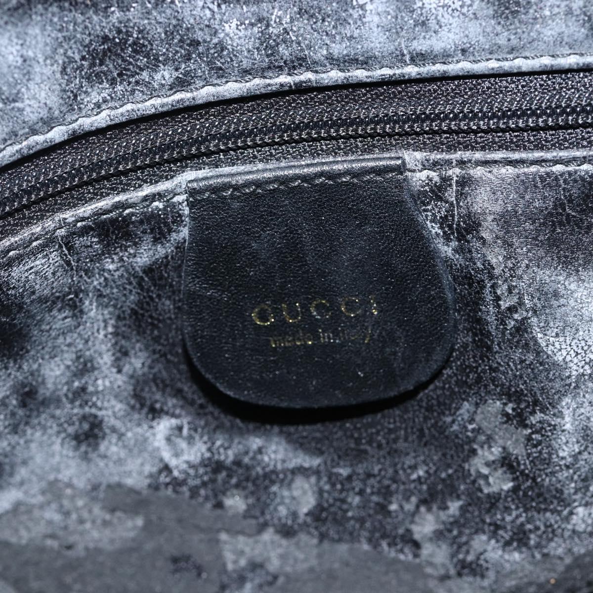 GUCCI Bamboo Shoulder Bag Leather 2way Black Gold 001 1577 Auth gh2025
