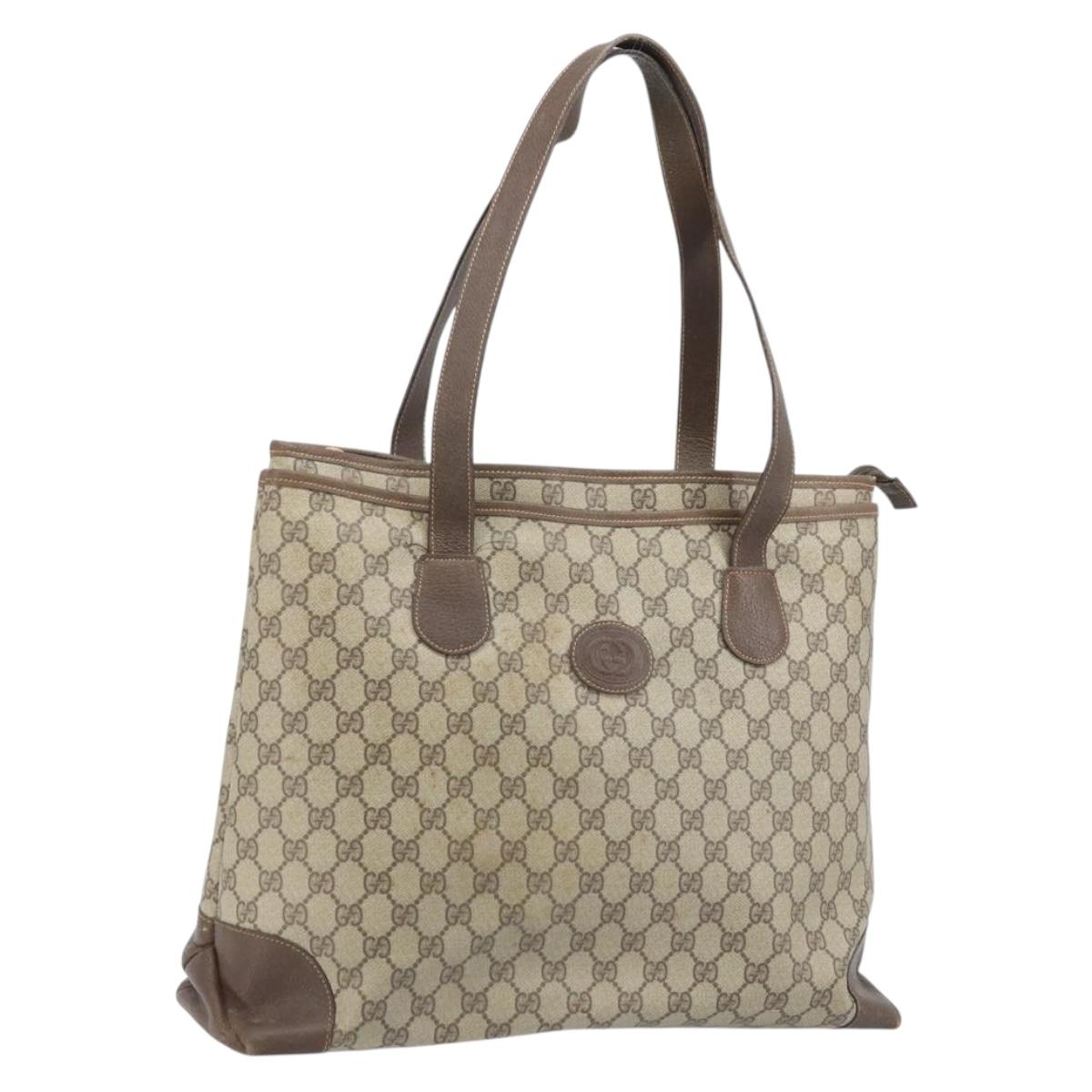 GUCCI GG Supreme Tote Bag PVC Beige Gold 002 39 0172 Auth gh2028