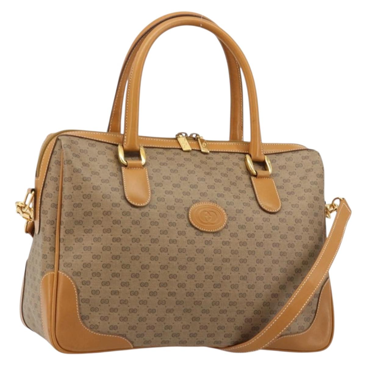 GUCCI Micro GG Supreme Hand Bag PVC Beige Gold 002 104 0033 Auth gh2038