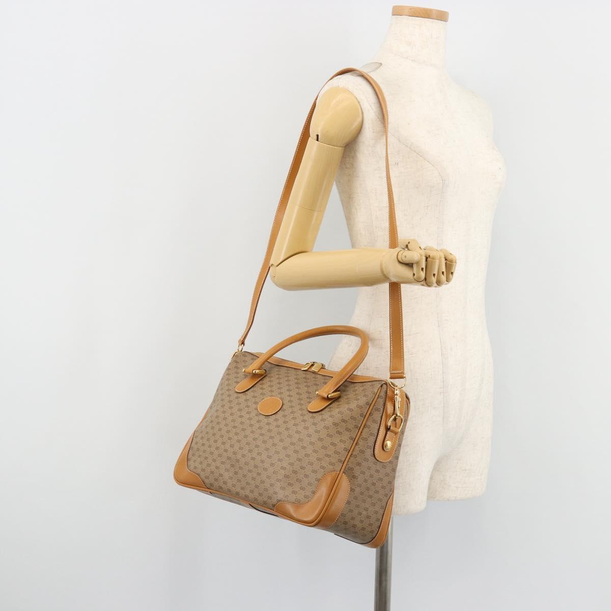 GUCCI Micro GG Supreme Hand Bag PVC Beige Gold 002 104 0033 Auth gh2038