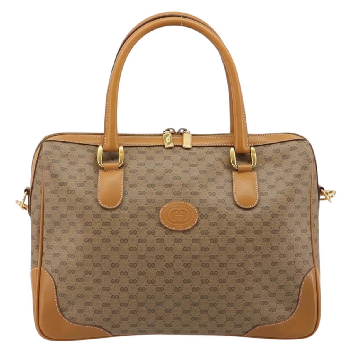 GUCCI Micro GG Supreme Hand Bag PVC Beige Gold 002 104 0033 Auth gh2038
