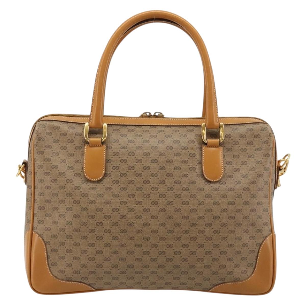 GUCCI Micro GG Supreme Hand Bag PVC Beige Gold 002 104 0033 Auth gh2038