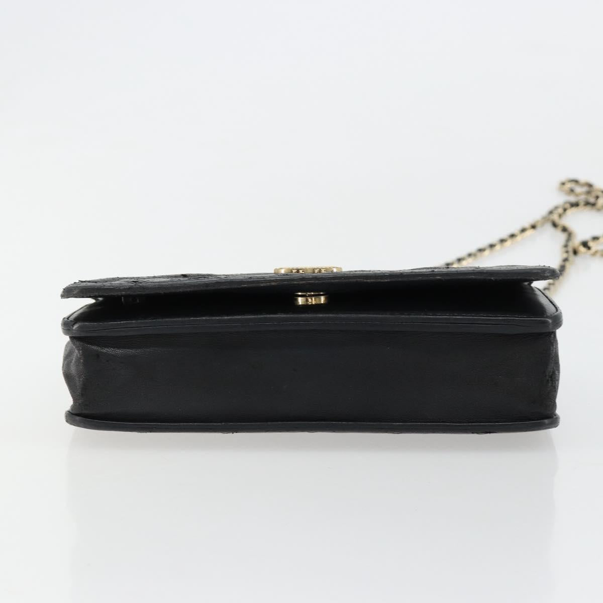 CHANEL Matelasse Chain Shoulder Bag Lamb Skin Black Gold CC Auth gh2043