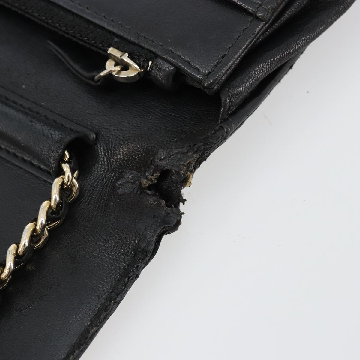 CHANEL Matelasse Chain Shoulder Bag Lamb Skin Black Gold CC Auth gh2043