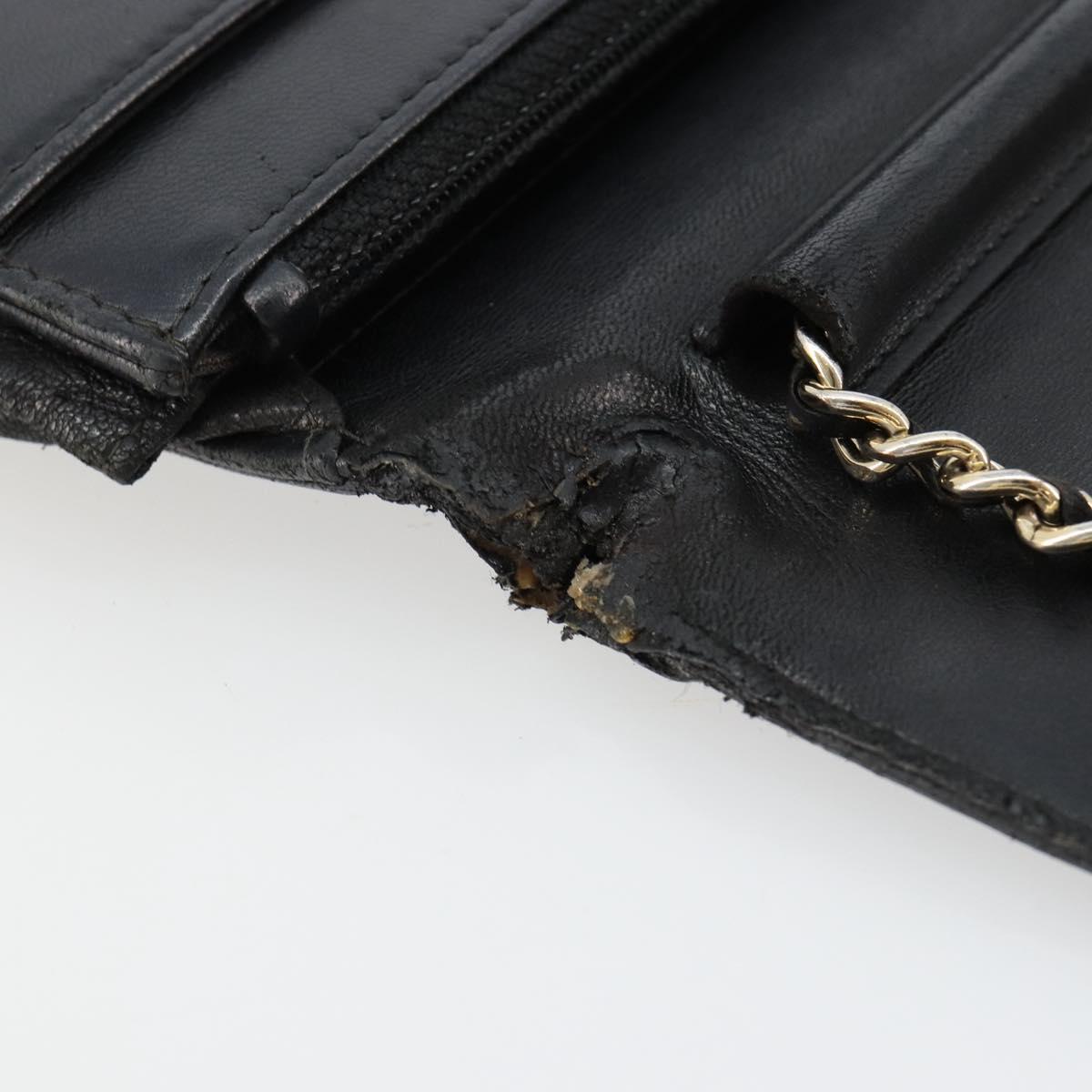 CHANEL Matelasse Chain Shoulder Bag Lamb Skin Black Gold CC Auth gh2043