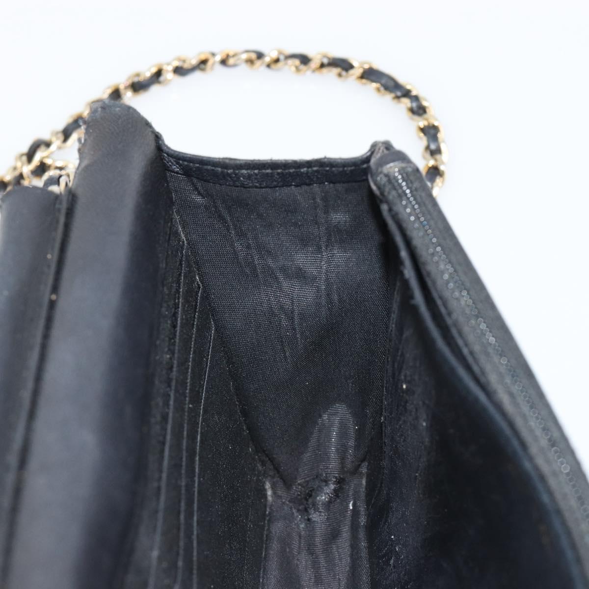 CHANEL Matelasse Chain Shoulder Bag Lamb Skin Black Gold CC Auth gh2043