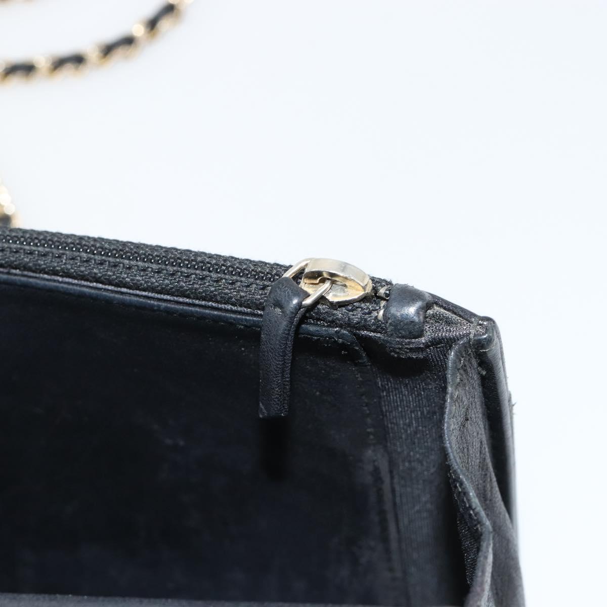CHANEL Matelasse Chain Shoulder Bag Lamb Skin Black Gold CC Auth gh2043