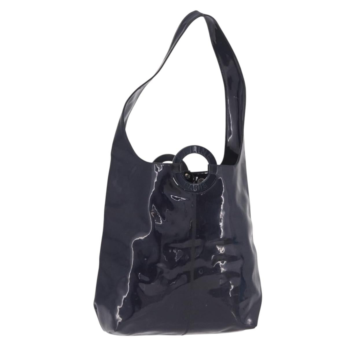CELINE Circle Shoulder Bag Vinyl Navy Auth gh2044