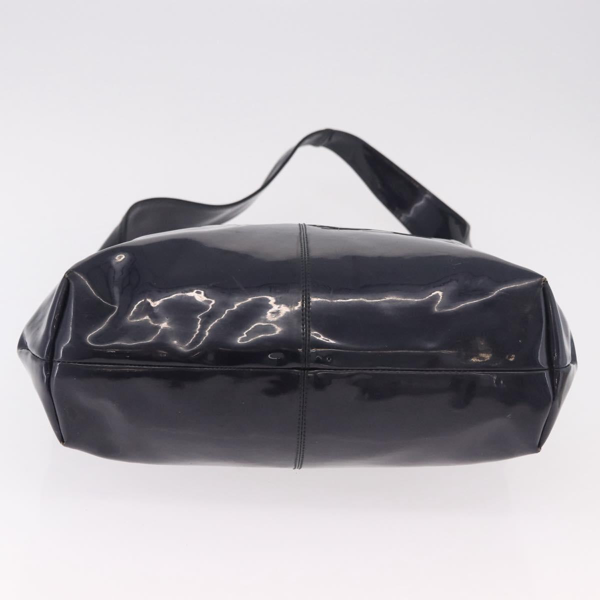 CELINE Circle Shoulder Bag Vinyl Navy Auth gh2044